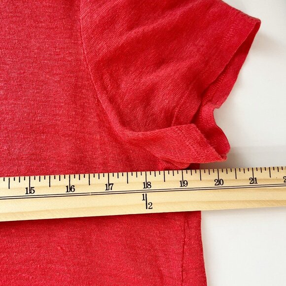 J. Jill Love Linen Tie Front Knotted Short Sleeve Top - Size Medium - Picture 7 of 8